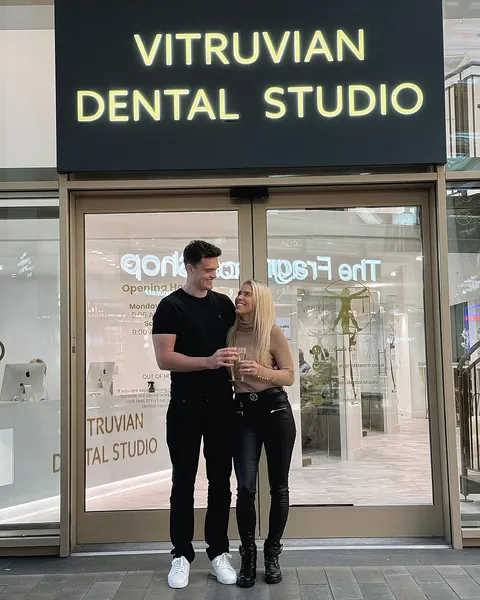 Katy and James Nolan outside Vitruvian Dental Studio in Barnsley